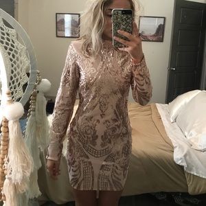 Long Sleeve Sequin Mini Dress